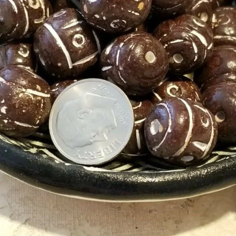 Vintage African Tribal Carved Clay Beads